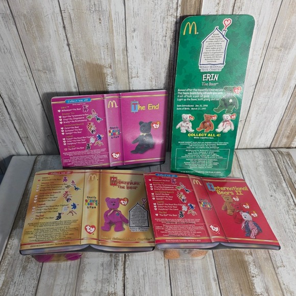Ty Beanie Babies McDonald's Collection Set 4 Bears Millennium Erin End Germania - Picture 11 of 12